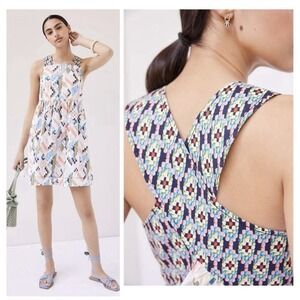 Maeve by Anthropologie Women Textured Mini Swing Dress Criss Cross Back Size XS